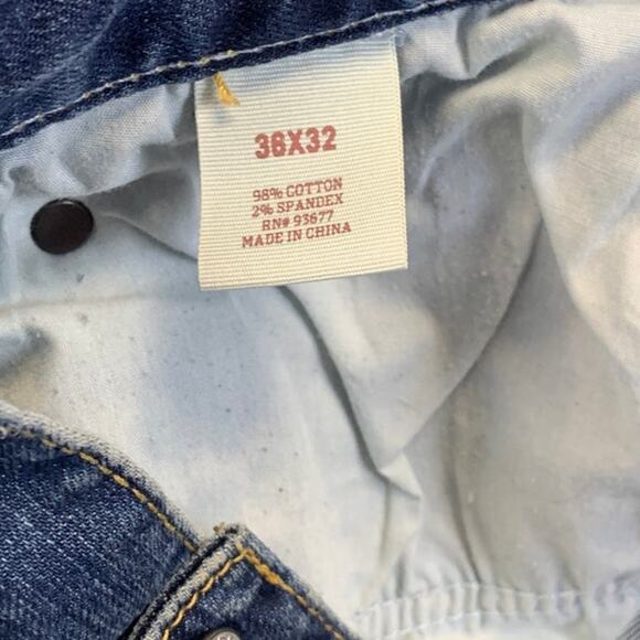 Arizona Jeans Mens 36X32 Flex Denim Slim Distressed Knee Straight Leg Blue Jeans - Picture 5 of 5